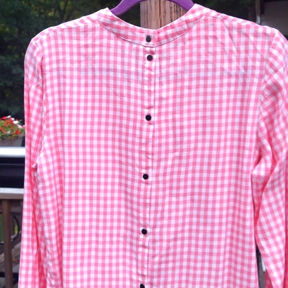 Maurices Checker Keyhole Front Button Down Back Long Sleeve Blouse Top Sz M - Picture 5 of 9
